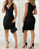 Women V-Neck Sleeveless Printed Dress