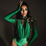 Women Winter Sexy V-neck Long Sleeve Bodysuit