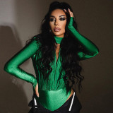 Women Winter Sexy V-neck Long Sleeve Bodysuit