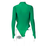 Women Winter Sexy V-neck Long Sleeve Bodysuit