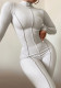 Spring Women's Fashion High Neck Tight Fitting High Waist Zipper Casual Solid Color Sports Jumpsuit