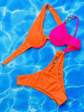 Women Solid Color Sexy Bikini Two Pieces swimwear