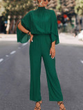 Spring Summer Women'S Stand Collar Elegant Solid Chic Jumpsuit