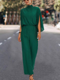 Spring Summer Women'S Stand Collar Elegant Solid Chic Jumpsuit
