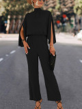 Spring Summer Women'S Stand Collar Elegant Solid Chic Jumpsuit