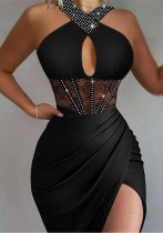 Women'S Straps Solid Satin Tight Fitting Club Dress Women'S Straps Solid Satin Tight Fitting Club Dress