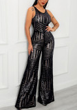 Chic Sequins Sleeveless Wide Leg Pants Sleeveless Pullover Fashion Jumpsuit