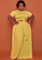 Plus Size Women Loose Short Sleeve Top and Skirt Two-Piece Set Plus Size Women Loose Short Sleeve Top and Skirt Two-Piece Set