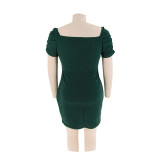 Plus Size Women V-Neck Bodycon Dress