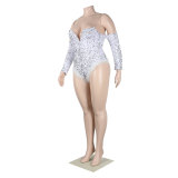 Women Sexy Feather Sequin Jumpsuit