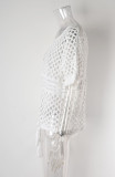 Summer Solid Patchwork Hollow Out Short Sleeve Bikini Beach Cover Up Knitting Smock Top