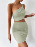 Women Summer Cut Out One Shoulder Bodycon Dress