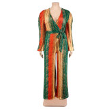 Plus Size Women's Winter Long Sleeve Straight Jumpsuit