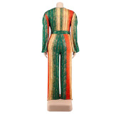 Plus Size Women's Winter Long Sleeve Straight Jumpsuit