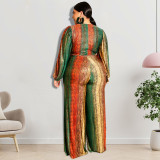 Plus Size Women's Winter Long Sleeve Straight Jumpsuit