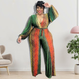 Plus Size Women's Winter Long Sleeve Straight Jumpsuit