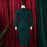 Women'S Spring Solid Bodycon Chic Elegant Career Africa Plus Size Dress