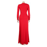 Beaded Lace Bodysuit Long Sleeve Irregular Dress Two-Piece Clubwear