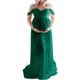 Pregnant Women Sexy Off Shoulder Slit Maxi Party Dress