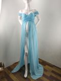 Pregnant Women Sexy Off Shoulder Slit Maxi Party Dress