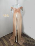 Pregnant Women Sexy Off Shoulder Slit Maxi Party Dress