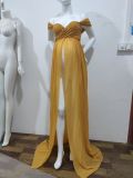 Pregnant Women Sexy Off Shoulder Slit Maxi Party Dress