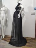 Pregnant Women Sexy Off Shoulder Slit Maxi Party Dress