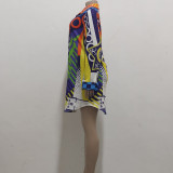 Casual Fashion Print Multicolor Women'S Shirt Dress