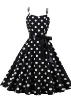 Women'S Dress Retro Polka Dot Print Straps A-Line Swing Dress Women'S Dress Retro Polka Dot Print Straps A-Line Swing Dress