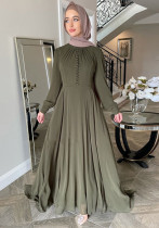 Fashion Double Chiffon Robe Patchwork Button Long Dress (without headscarves) Fashion Double Chiffon Robe Patchwork Button Long Dress (without headscarves)