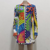 Casual Fashion Print Multicolor Women'S Shirt Dress