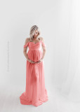 Pregnant Women Sexy Off Shoulder Slit Maxi Party Dress