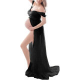 Pregnant Women Sexy Off Shoulder Slit Maxi Party Dress