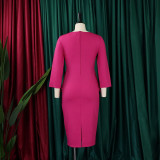 Women'S Spring Solid Bodycon Chic Elegant Career Africa Plus Size Dress