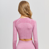 Jacquard Seamless Long-Sleeved Gradient Fitness Long-Sleeved Yoga Top Clothes