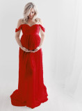 Pregnant Women Sexy Off Shoulder Slit Maxi Party Dress