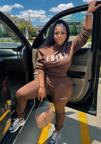 Women'S Printed Round Neck Pullover Two-Piece Pants Set Women'S Printed Round Neck Pullover Two-Piece Pants Set