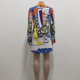 Casual Fashion Print Multicolor Women'S Shirt Dress