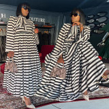 Women Printed Turtleneck Lace-Up Dress