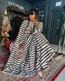 Women Printed Turtleneck Lace-Up Dress