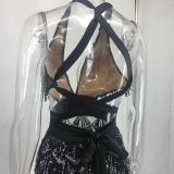 Women Summer Backless Sequin Dress