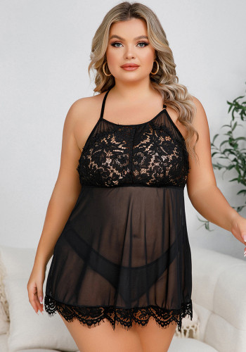 Plus Size Women Lace Patchwork Sexy Lingerie