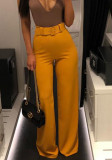 Women Candy Color High Waist Wide Leg Pants (With Belt)
