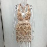 Women Summer Backless Sequin Dress