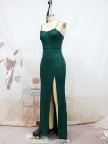 Spring and summer sling sequins slit trailing evening dress Formal Party sexy suspender dress