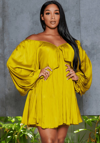 Women's Spring Summer Chic Off Shoulder Sexy Solid Color Color Bat Sleeves Dress