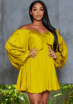 Women's Spring Summer Chic Off Shoulder Sexy Solid Color Color Bat Sleeves Dress Women's Spring Summer Chic Off Shoulder Sexy Solid Color Color Bat Sleeves Dress
