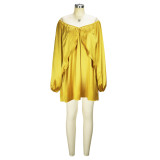 Women's Spring Summer Chic Off Shoulder Sexy Solid Color Color Bat Sleeves Dress