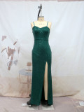 Spring and summer sling sequins slit trailing evening dress Formal Party sexy suspender dress