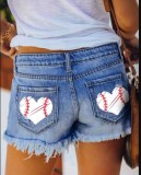 Ripped Tassel Denim Shorts Straight Breasted Women's Shorts